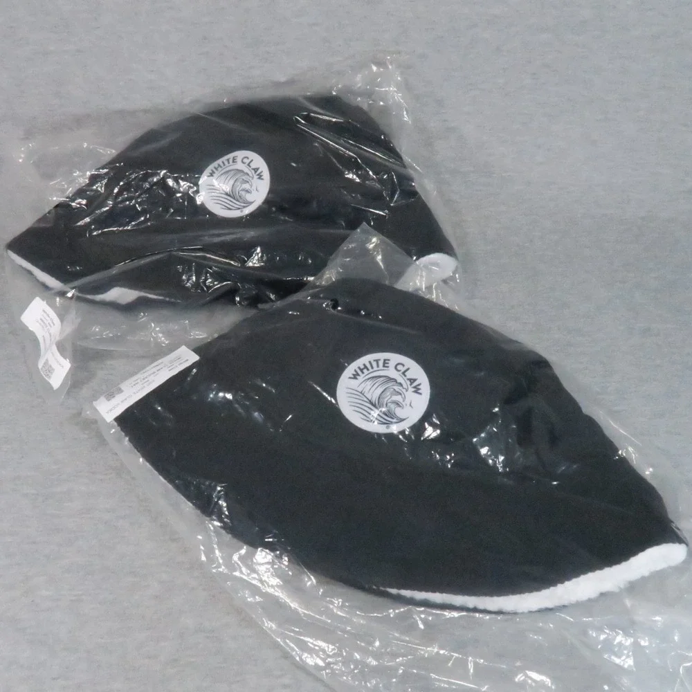 White Claw Vodka Bucket Hat Unisex OSFA Black Sherpa Fleece Lined Lot of 2 NEW
